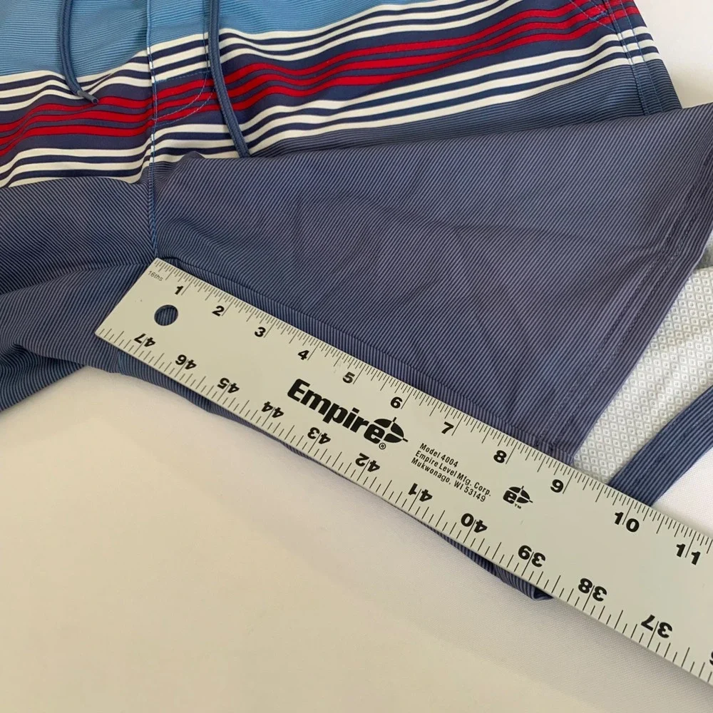 Vineyard Vines Board Shorts Men 32 Blue Striped Performance Stretch Surf Coastal